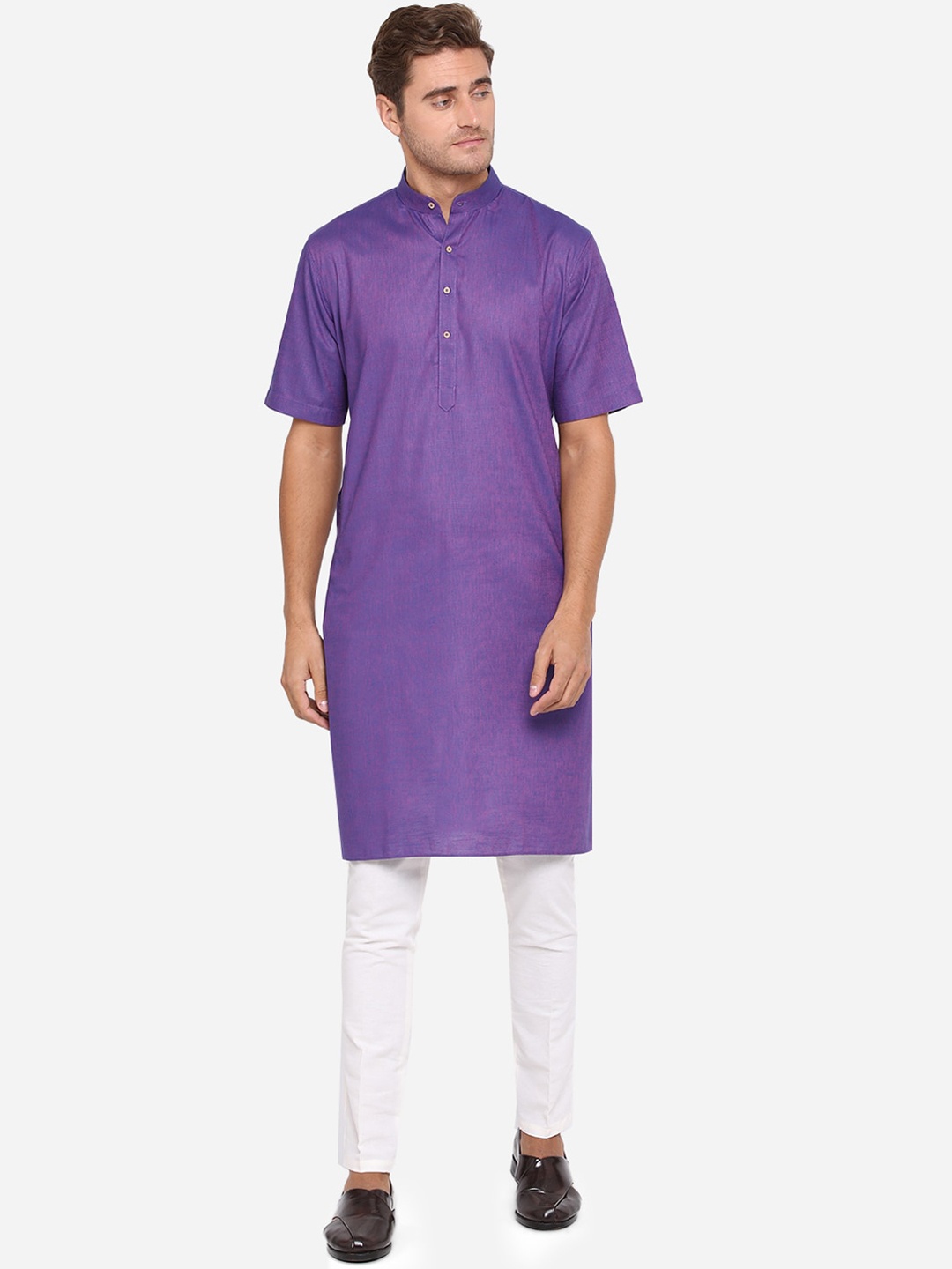 

JADE BLUE Men Purple Thread Work Kurta