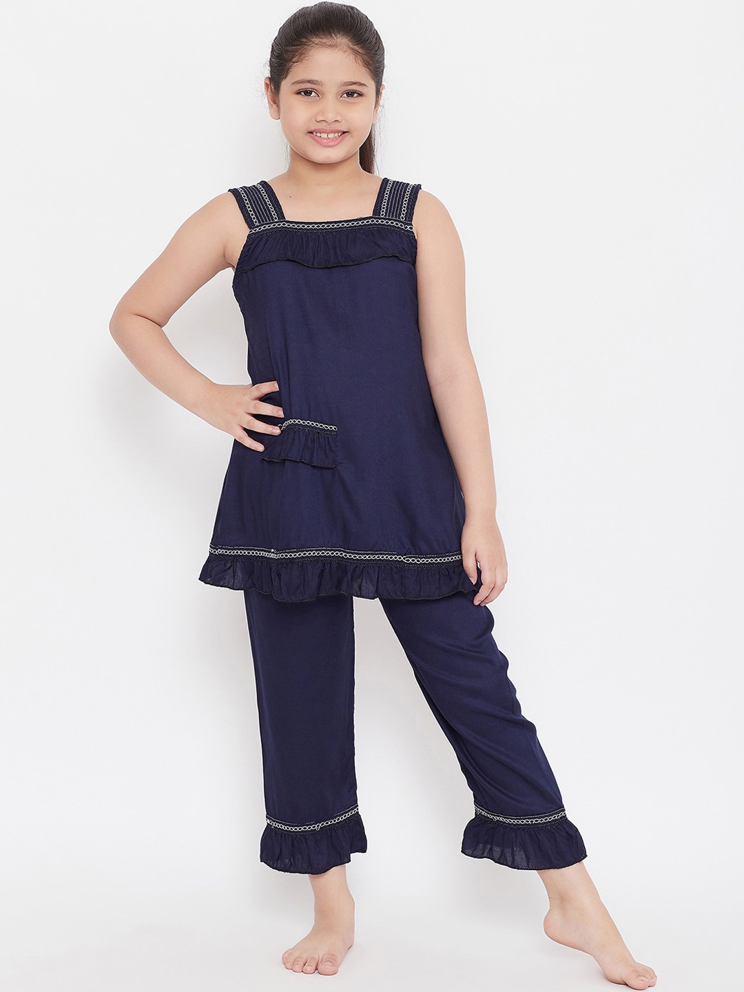 

Baani Creations Girls Navy Blue Night suit