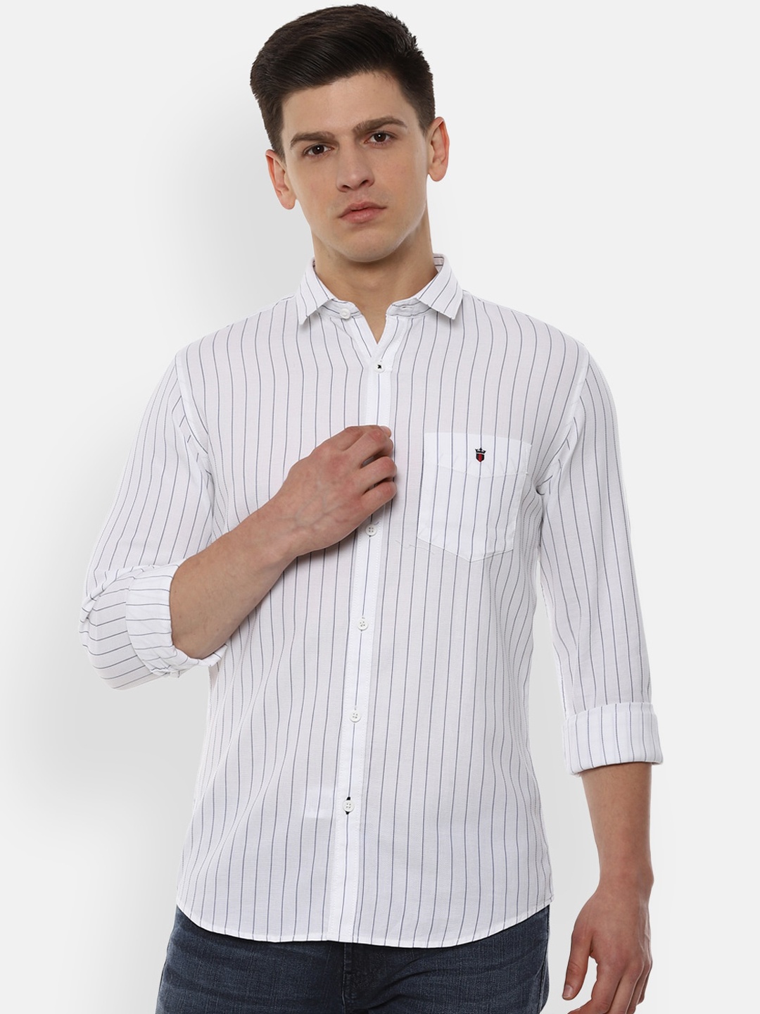 

Louis Philippe Sport Men White Slim Fit Striped Casual Shirt