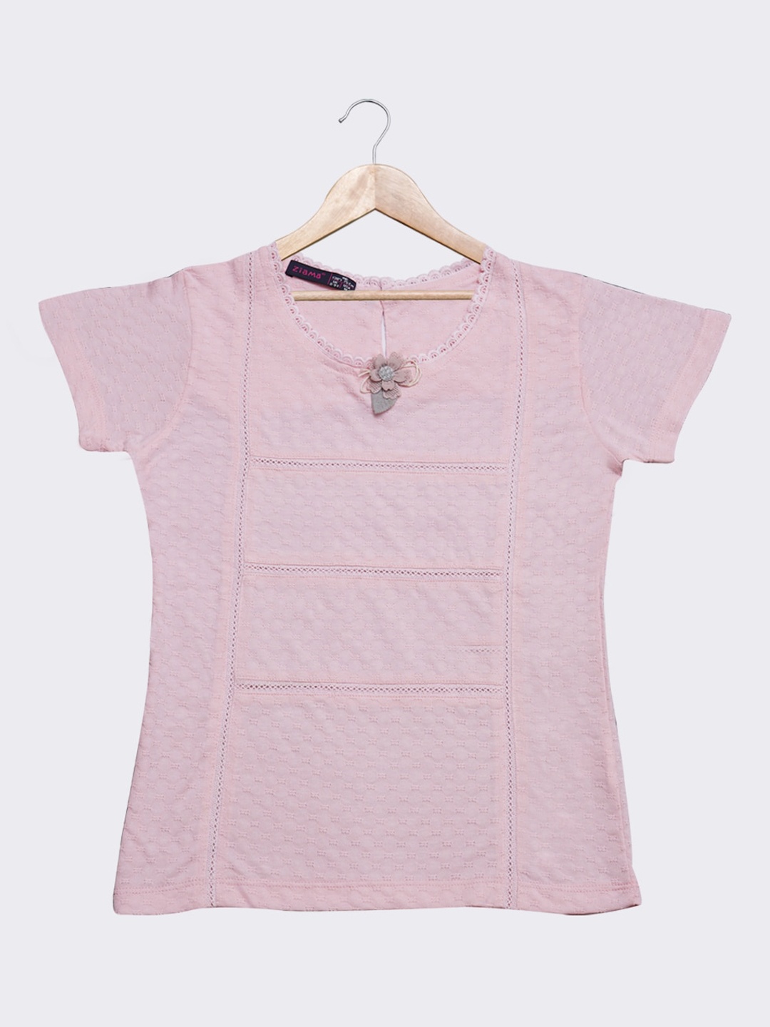 

Ziama Pink Self Design Regular Top