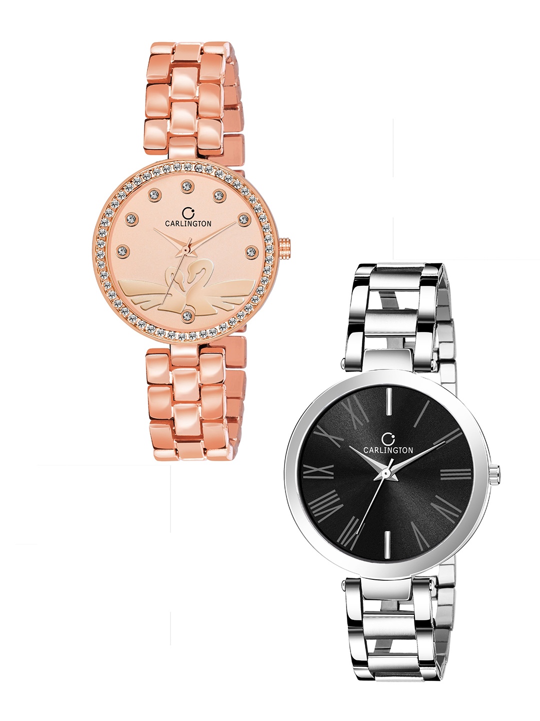 

CARLINGTON Women Set Of 2 Rose Gold-Toned Analogue Watches
