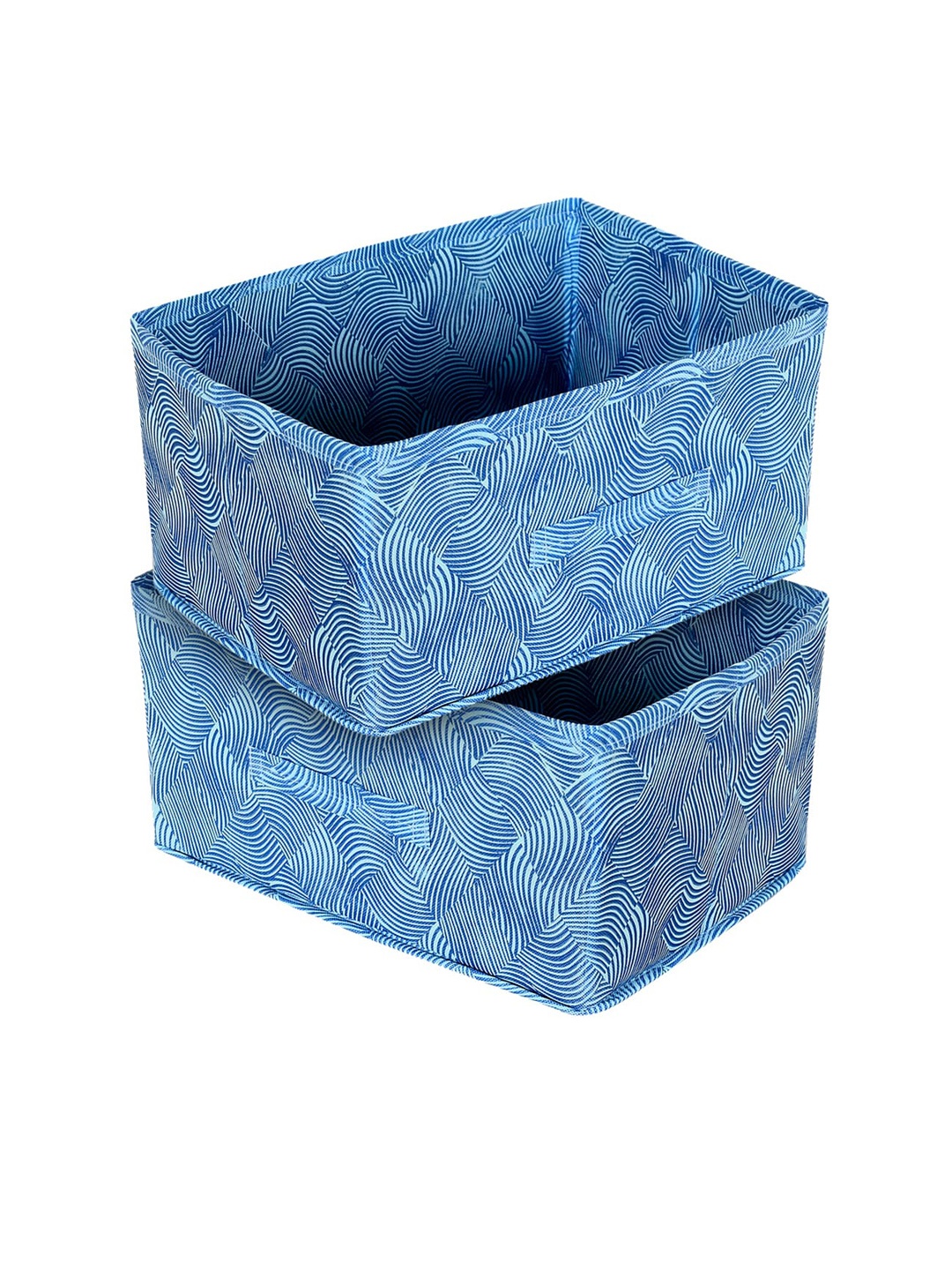 

Kuber Industries Set of 2 Blue Laheriya Metalic Printed Organizer Box with Handle