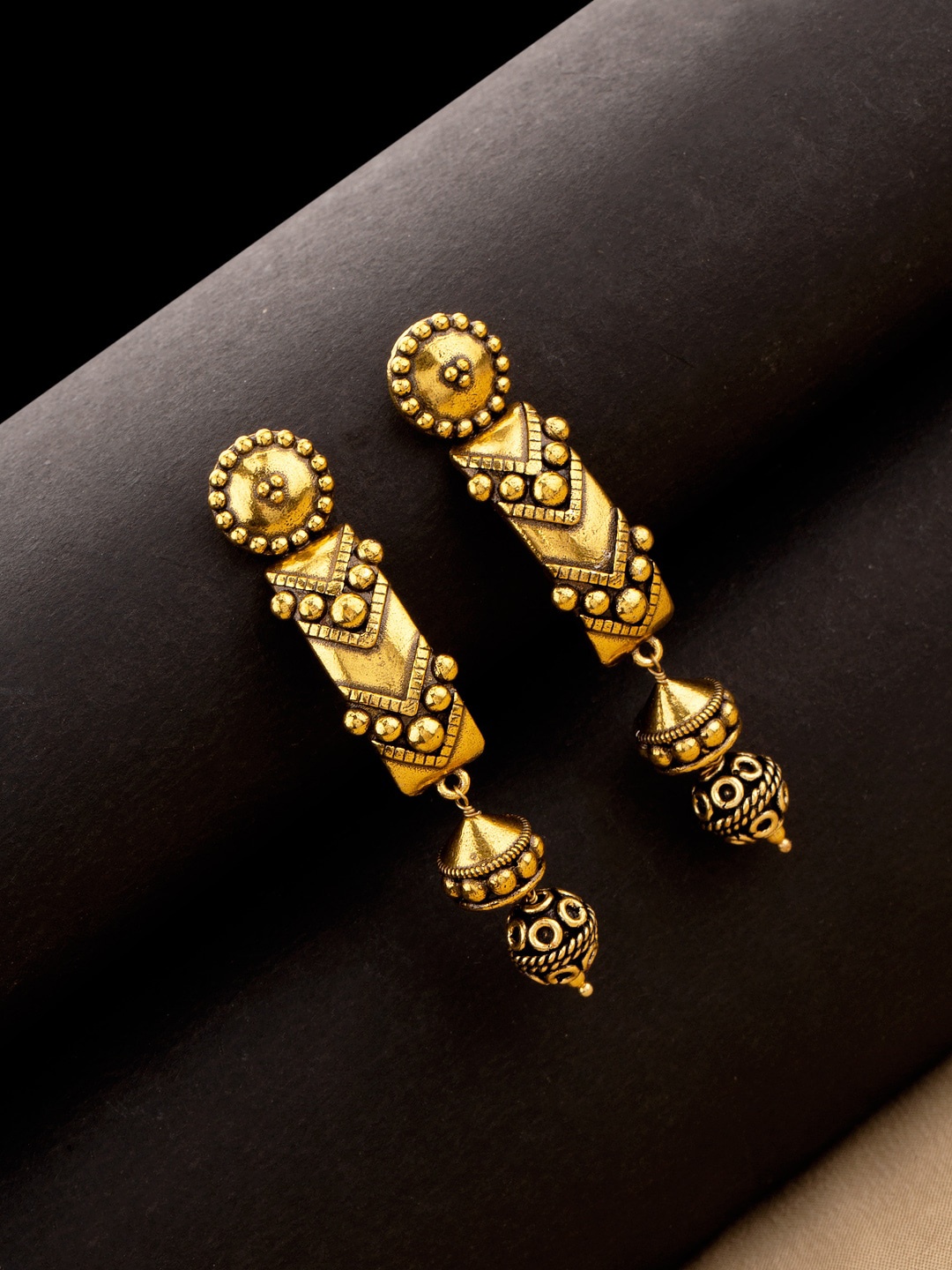 

Voylla Gold-Toned Contemporary Drop Earrings