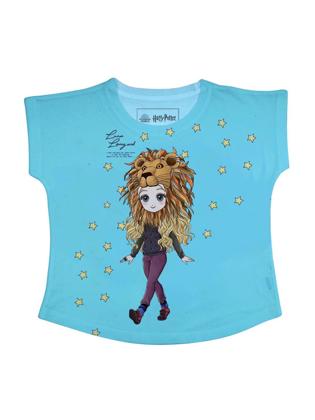 

Harry Potter Blue & Yellow Printed Regular Top
