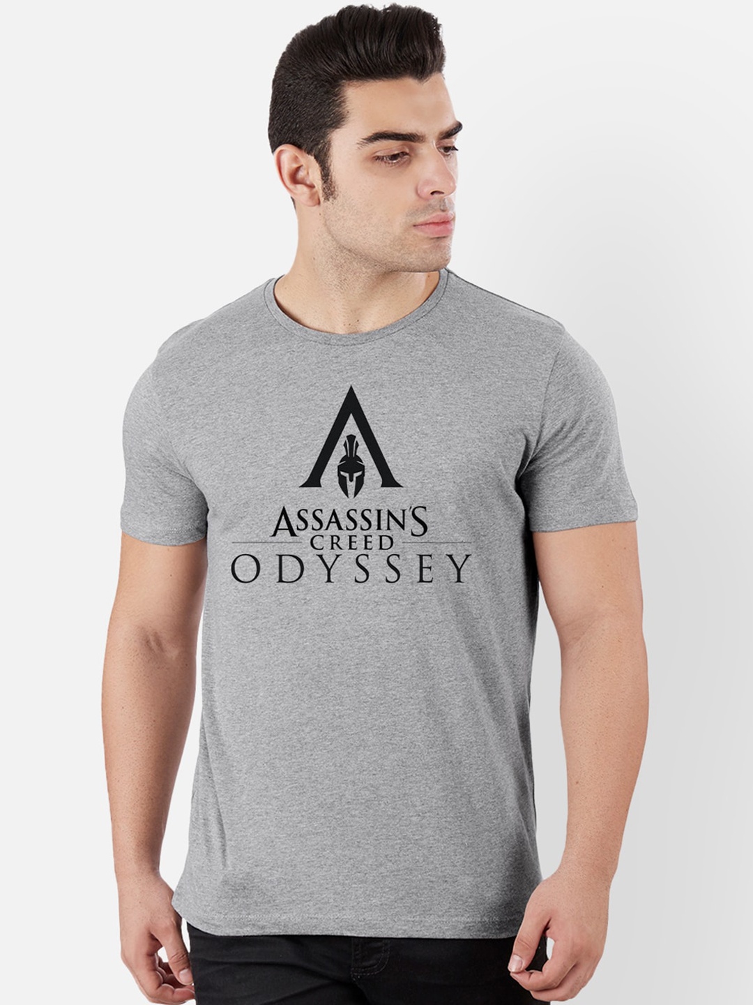 

Free Authority Men Grey Assassins Creed Printed Round Neck Pure Cotton T-shirt