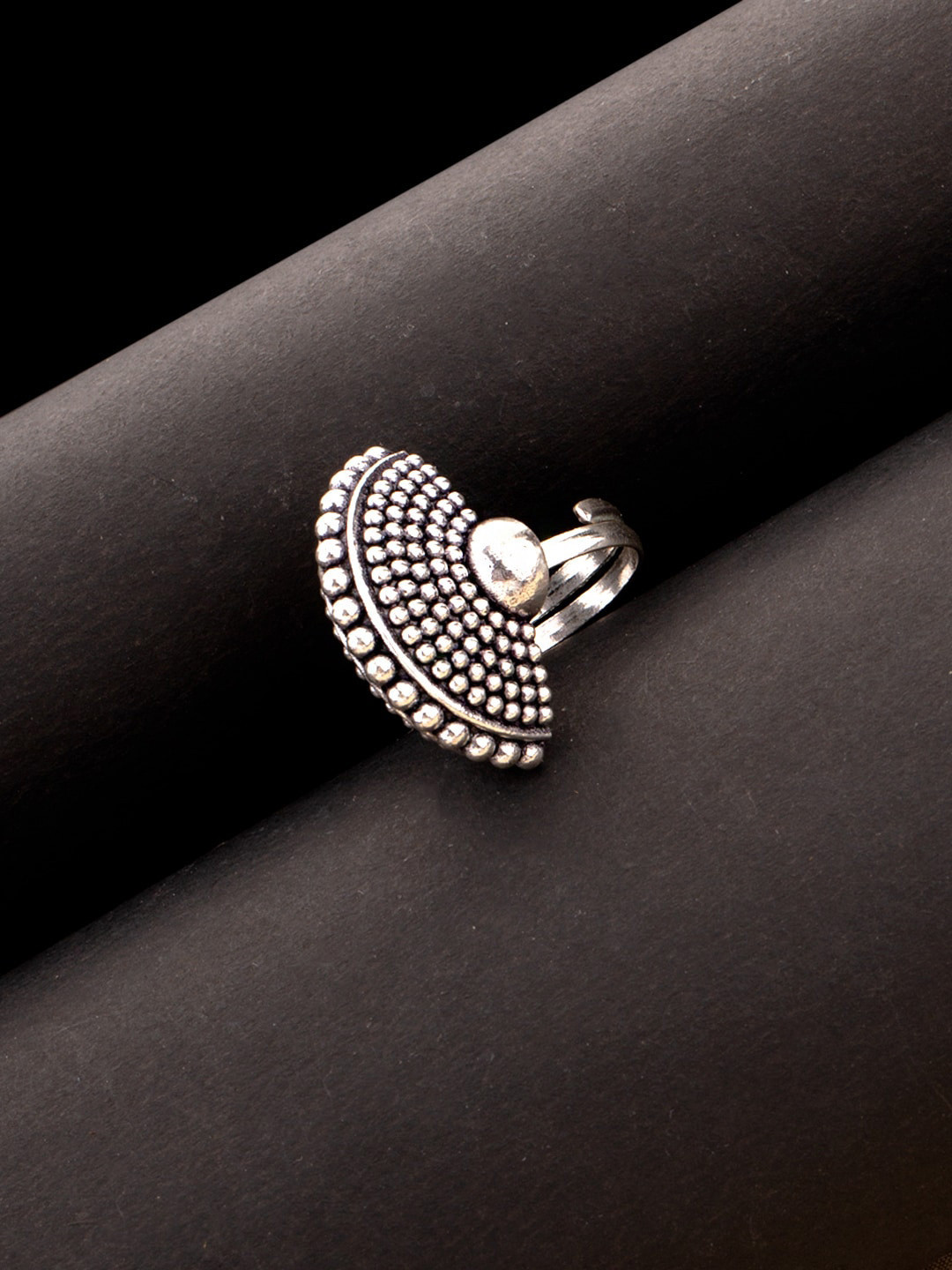 

Voylla Oxidised Silver-Plated Statement Adjustable Finger Ring