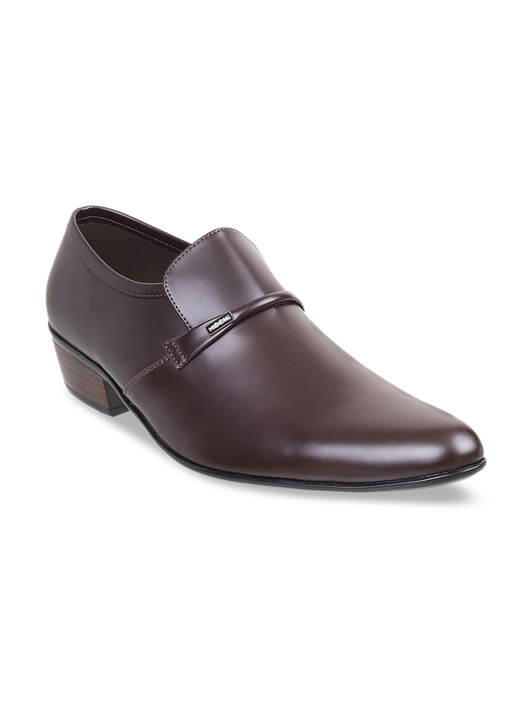 

Mochi Men Burgundy Leather Solid Semiformal Slip-Ons
