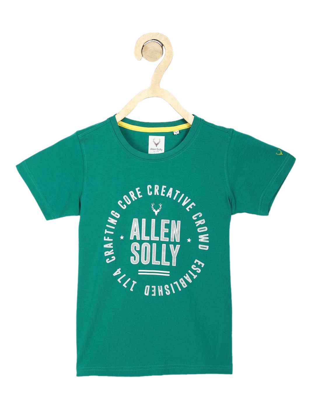 Allen Solly Junior Boys Green Printed Round Neck Pure Cotton T-shirt