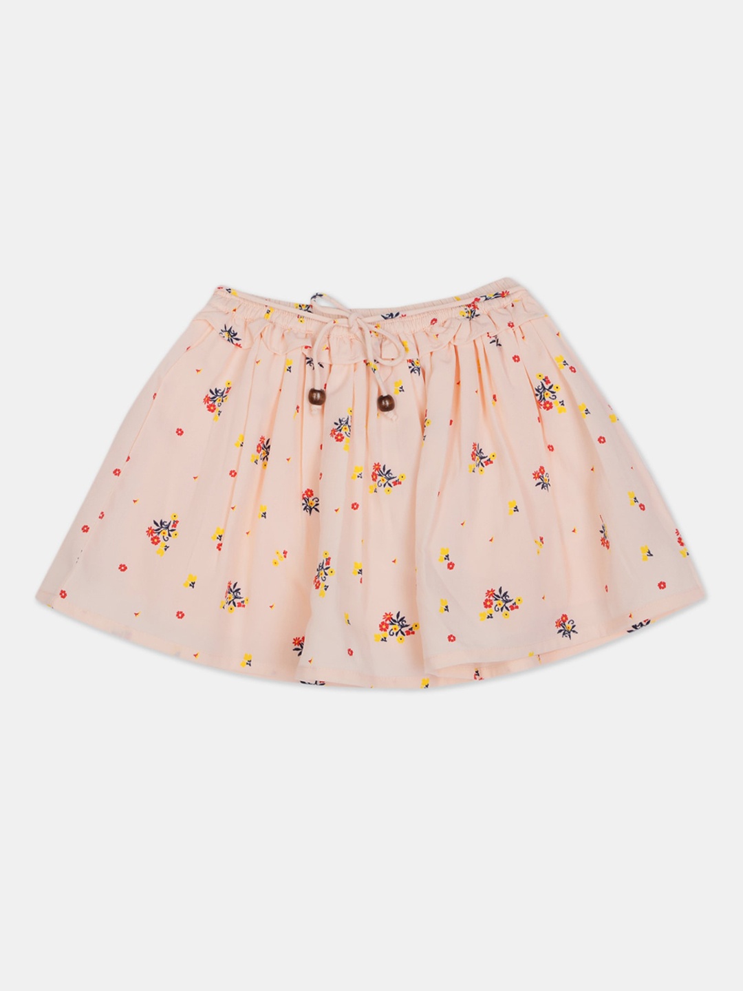 

Cherokee Girls Peach-Coloured & Red Printed Flared Mini Skirt