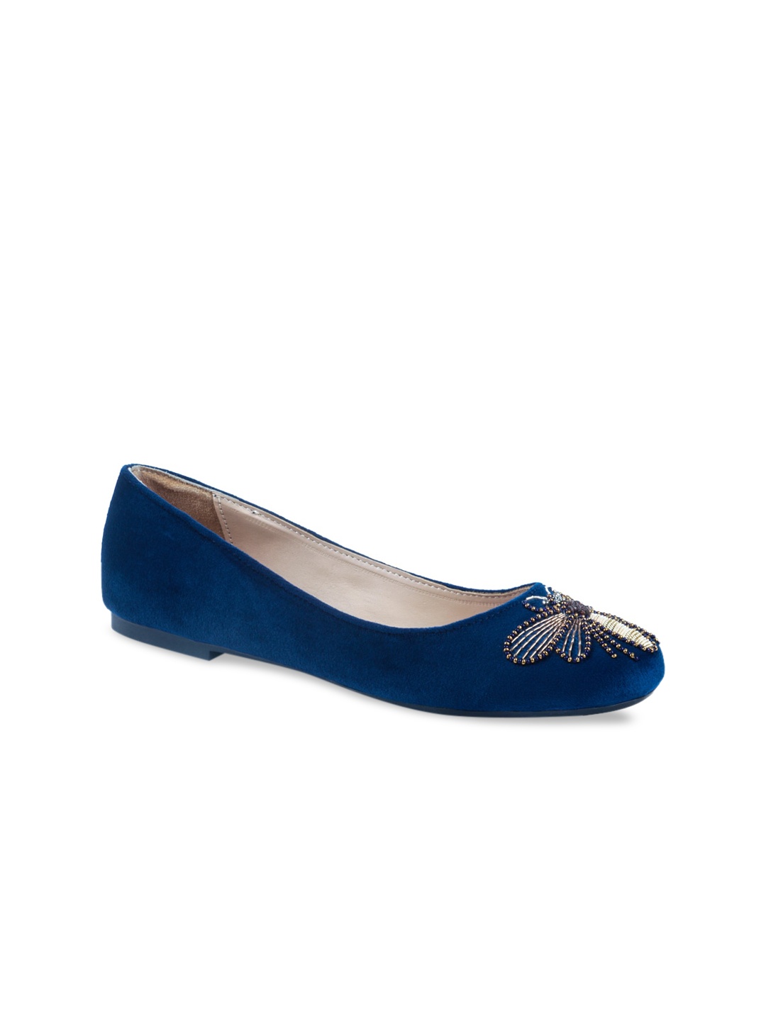 

London Rag Women Blue Solid Suede Ballerinas