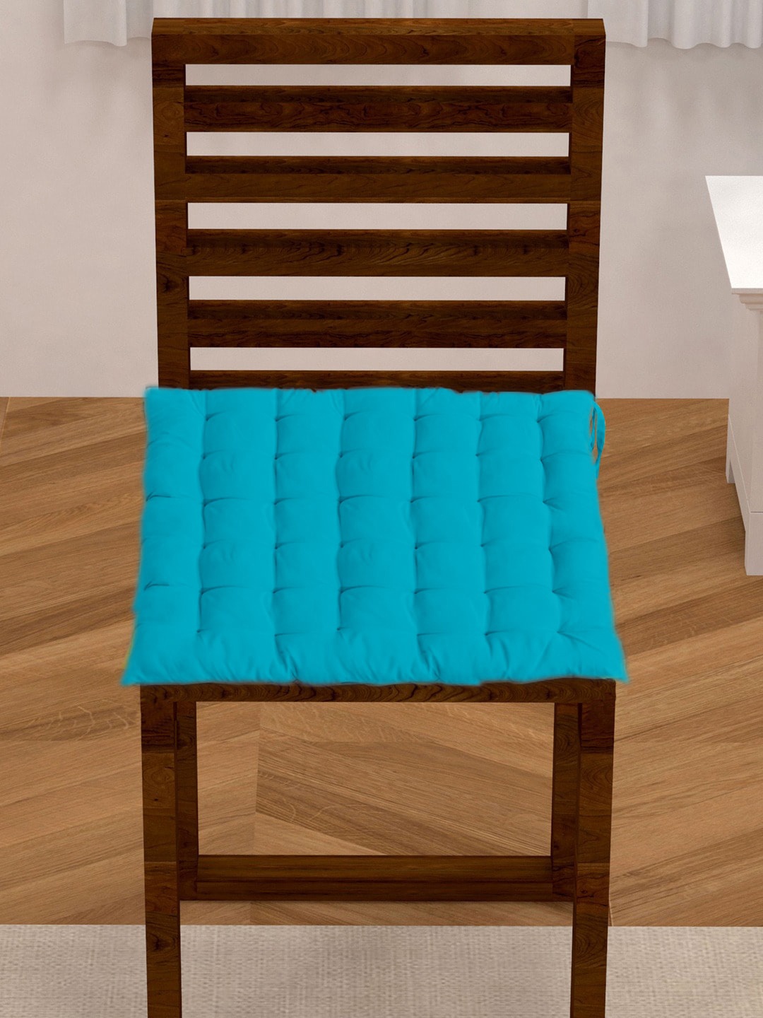 Kuber Industries Blue Quilted Comfy Chair Cushion Pad