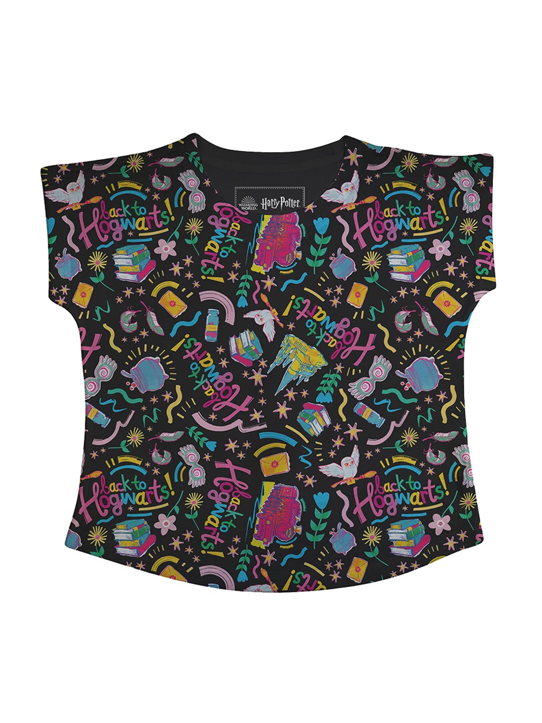 Harry Potter Black & Pink Printed Top