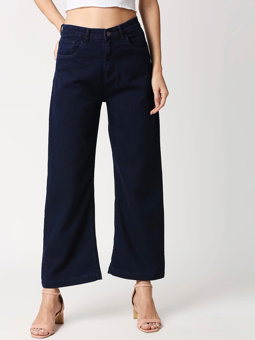 

High Star Women Blue Wide Leg Jeans
