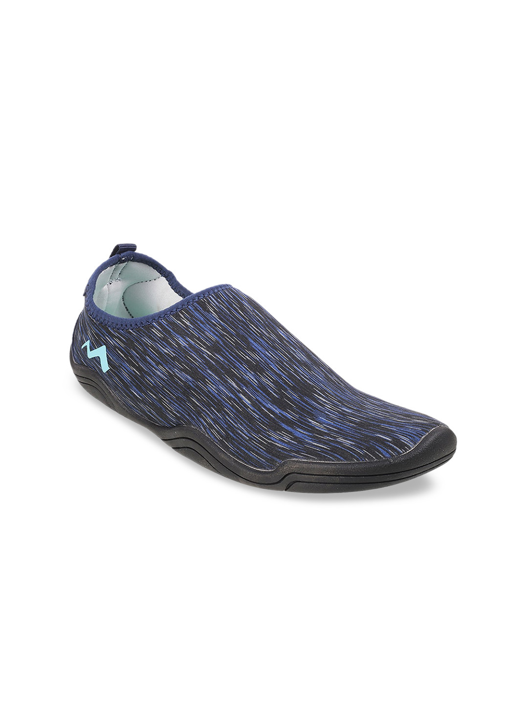 

Metro Women Black & Blue Woven Design Slip-On Sneakers