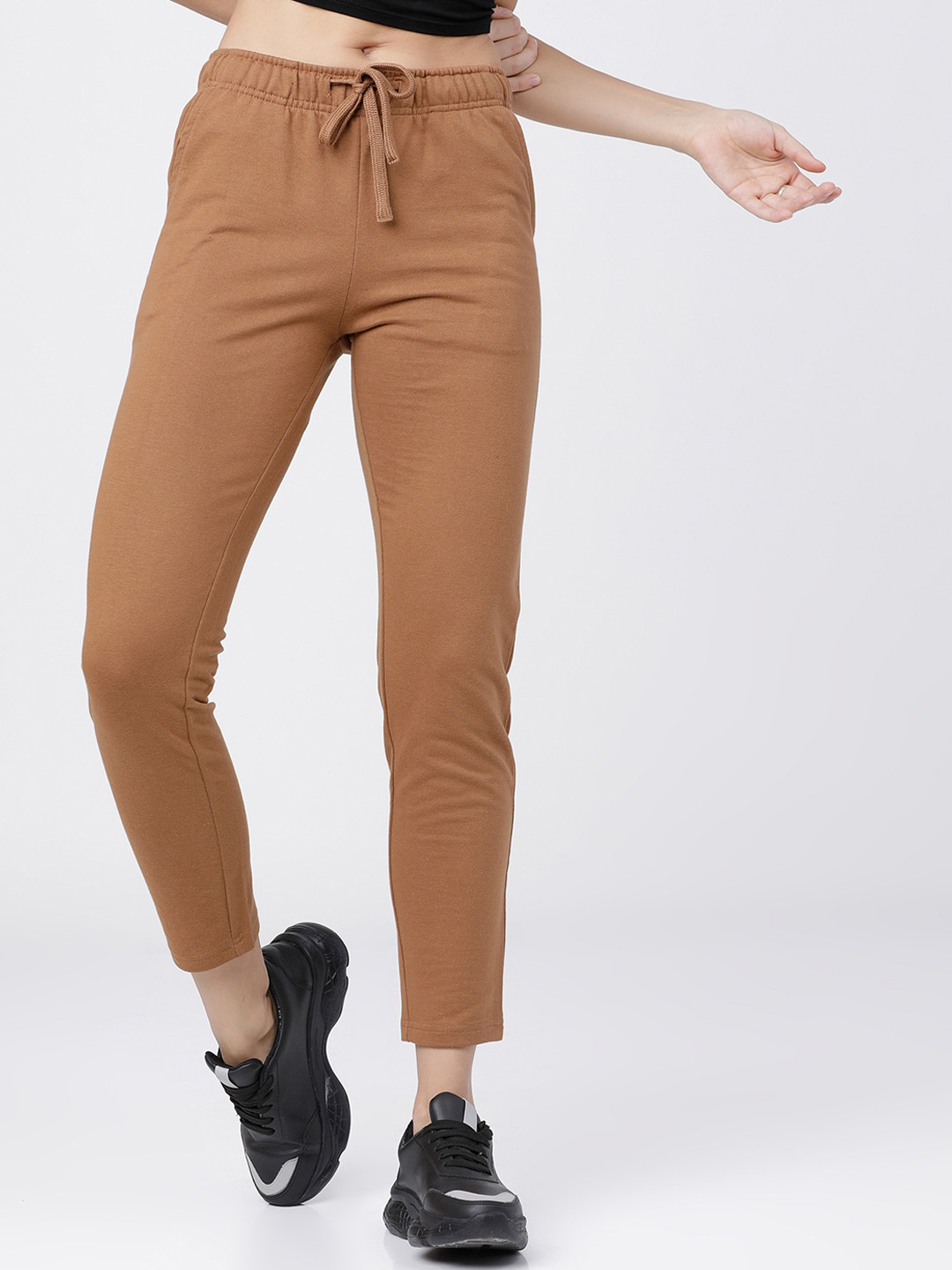 

Tokyo Talkies Women Brown Solid Slim-Fit Track Pants