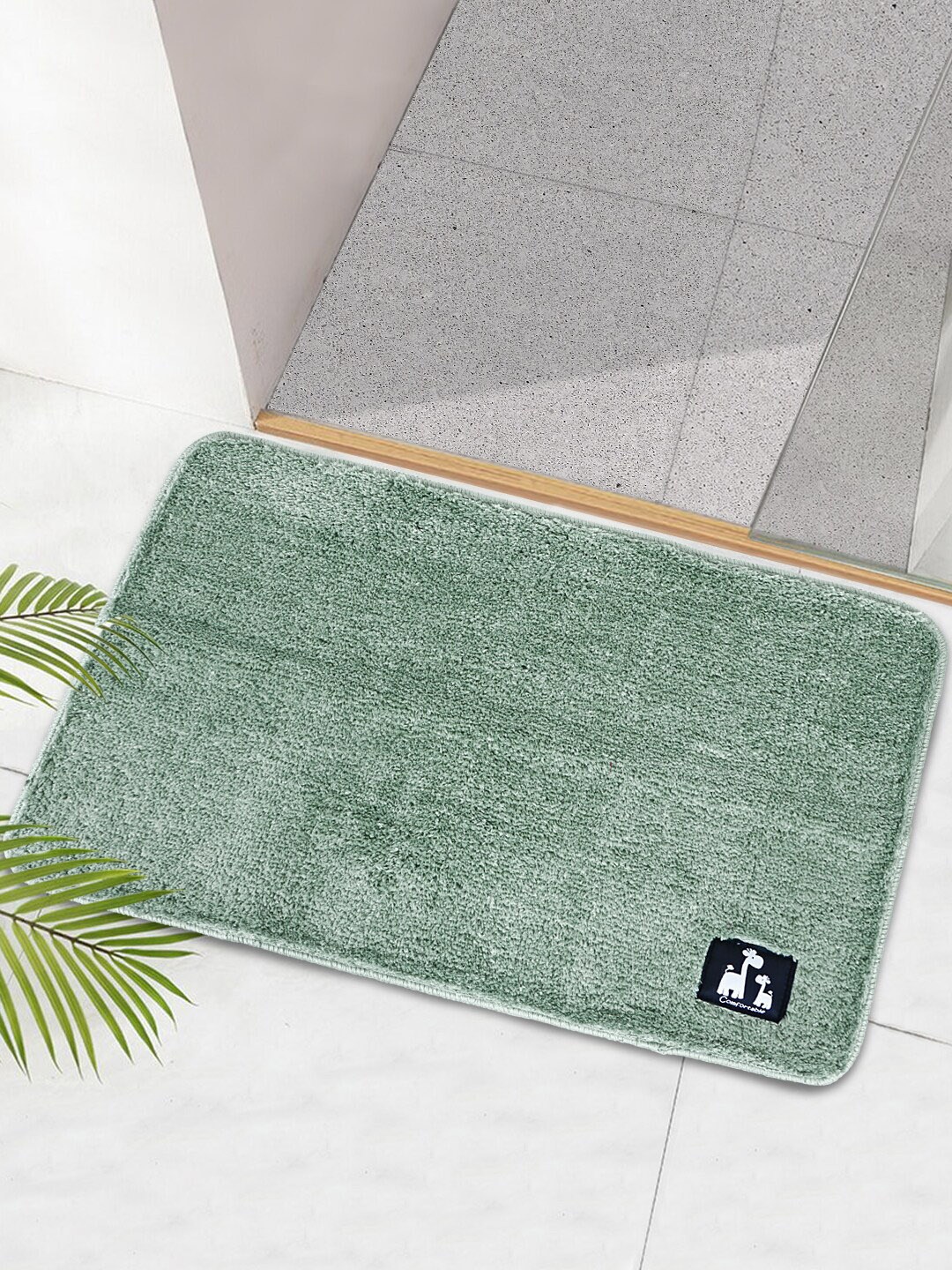 

HOKIPO Sea Green Solid Anti-Slip Rectangular Bath Rug