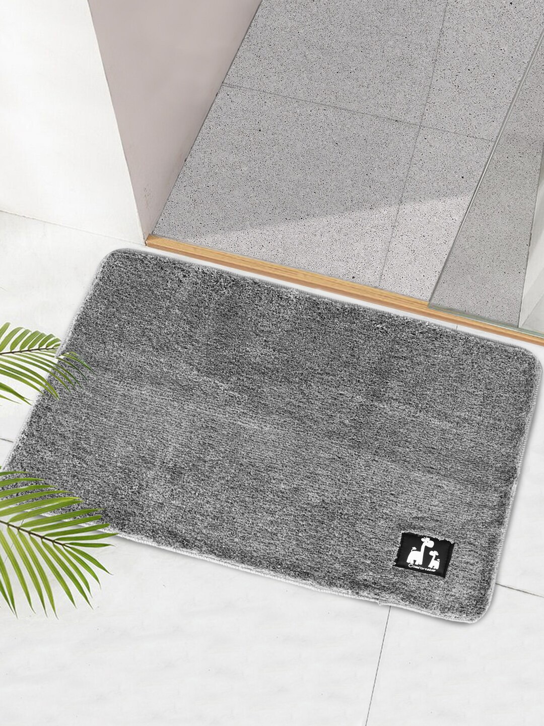 

HOKIPO Grey Solid Anti Skid Rectangular Bath Rug