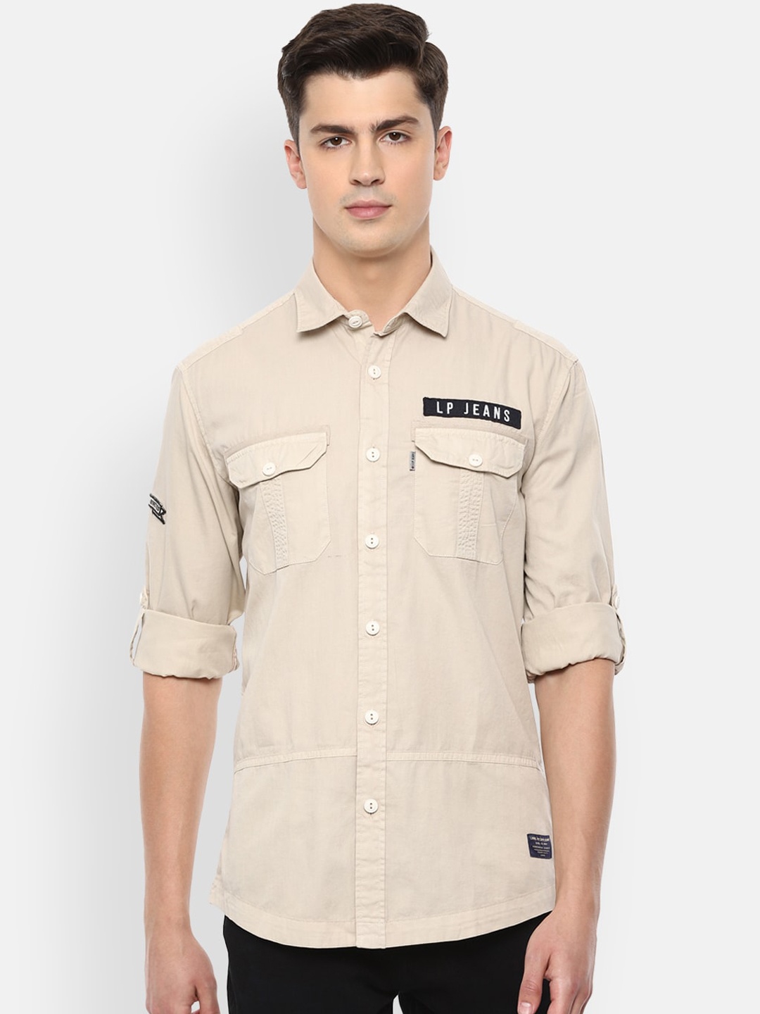 

Louis Philippe Jeans Men Beige Slim Fit Solid Casual Shirt
