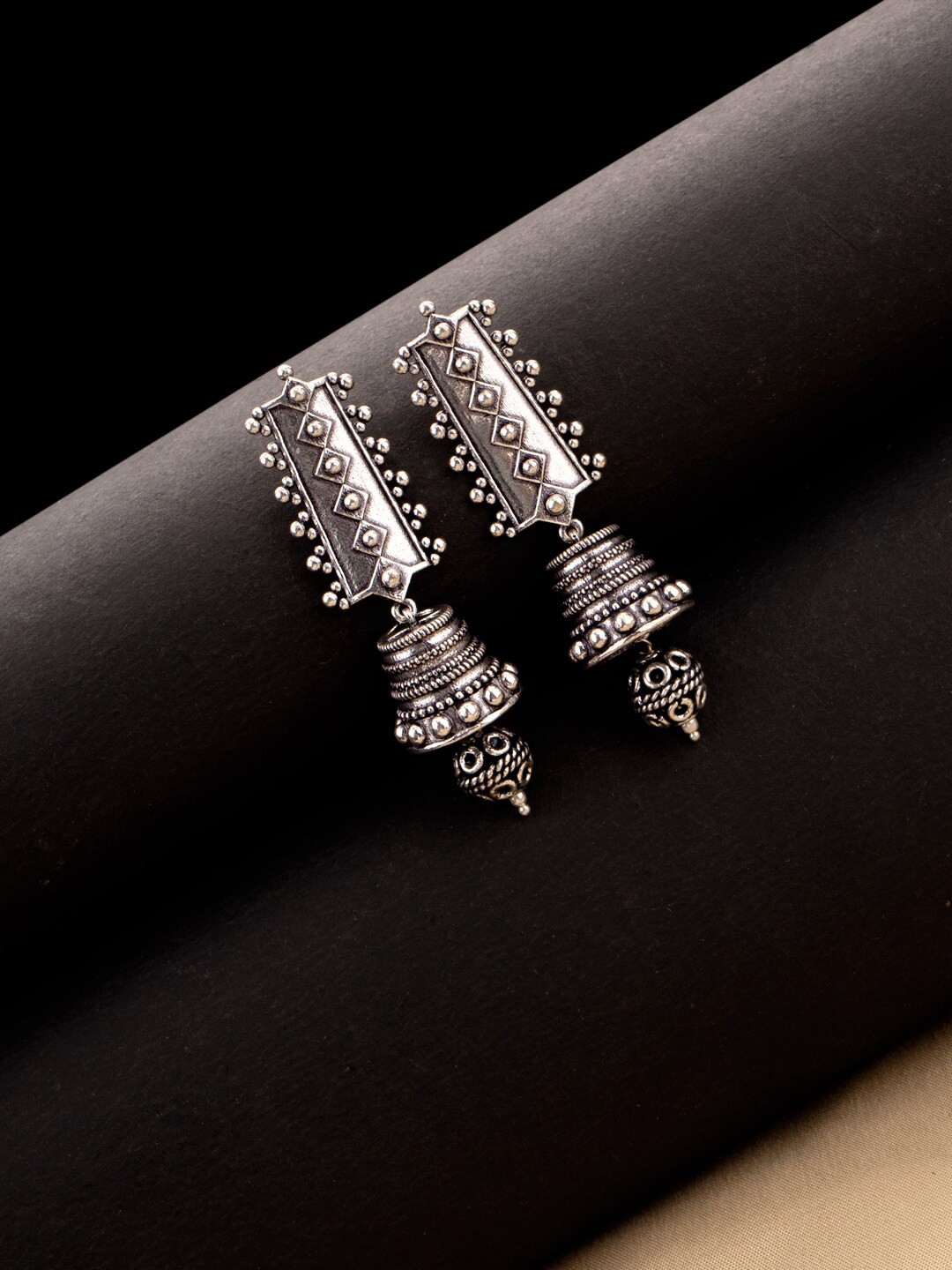 

Voylla Silver-Plated Contemporary Drop Earrings