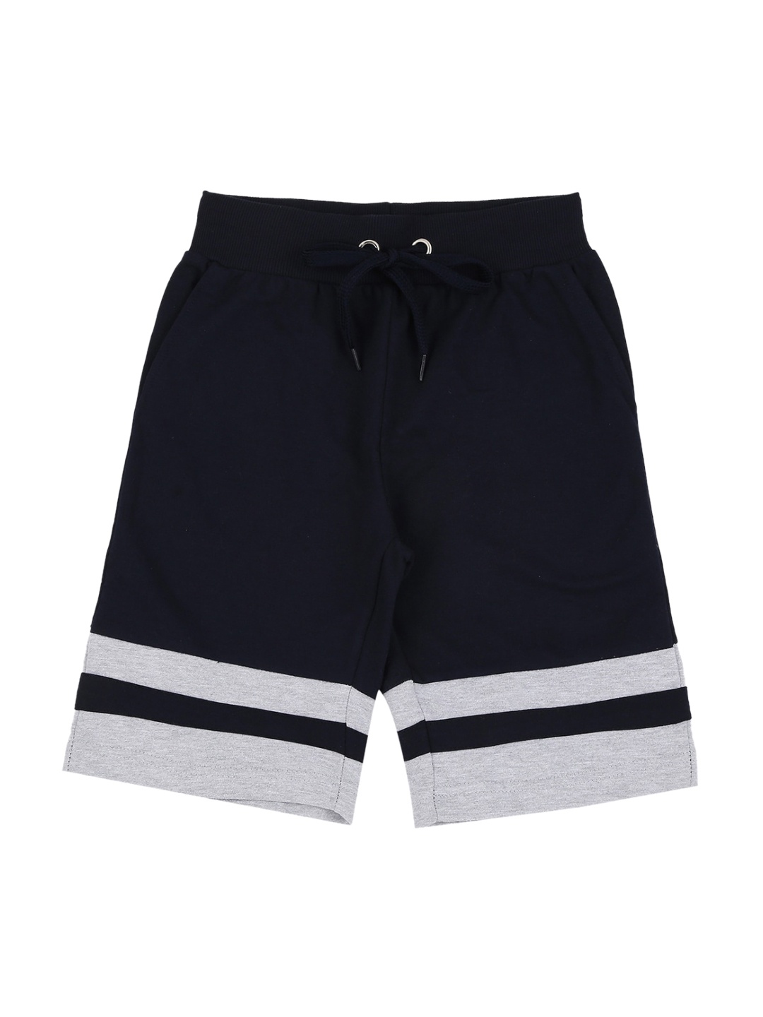 

RAINE AND JAINE Boys Navy Blue & Grey Colourblocked Regular Fit Regular Shorts
