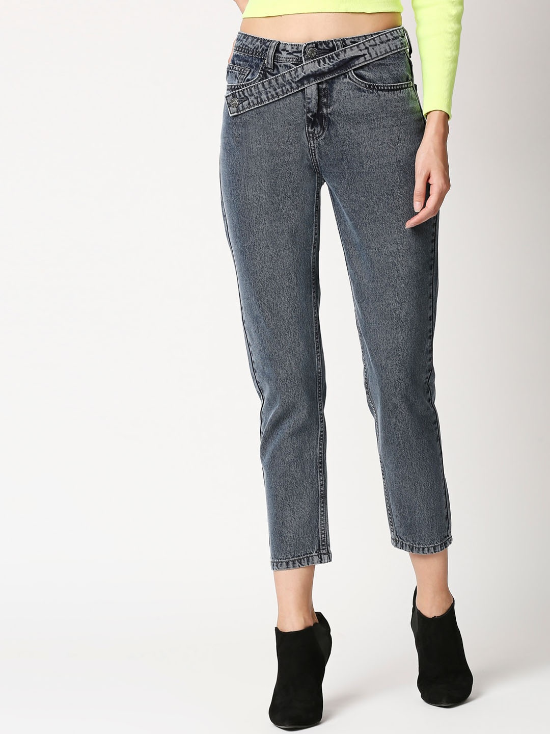 

High Star Women Grey Boyfriend Fit Jeans