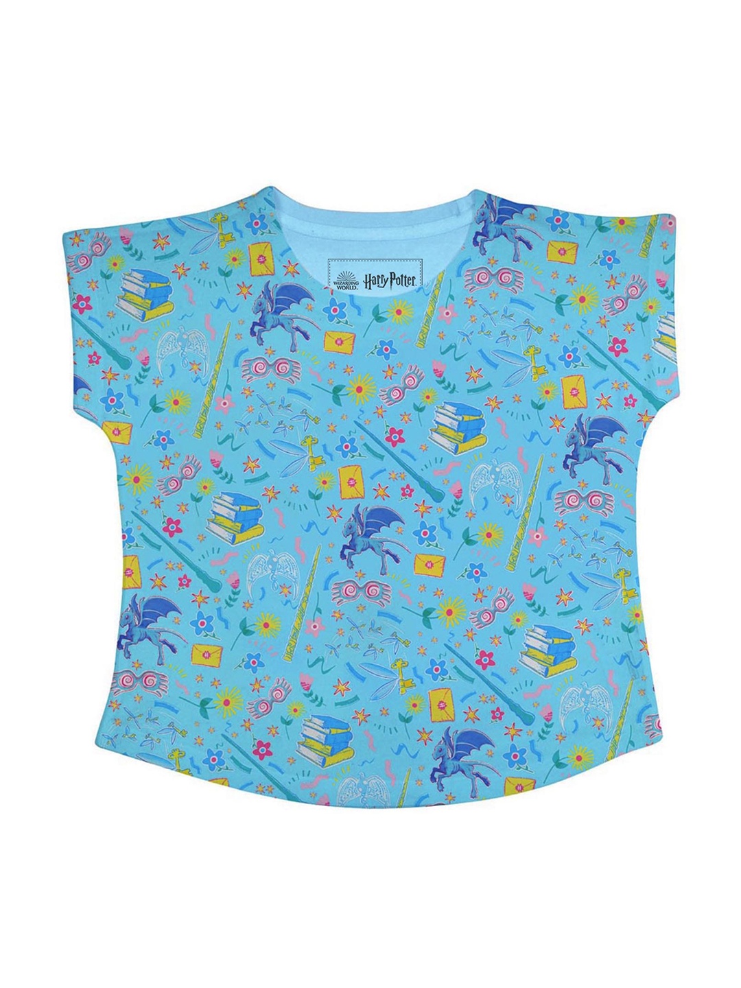 

Harry Potter Girls Blue & Pink Printed Regular Top