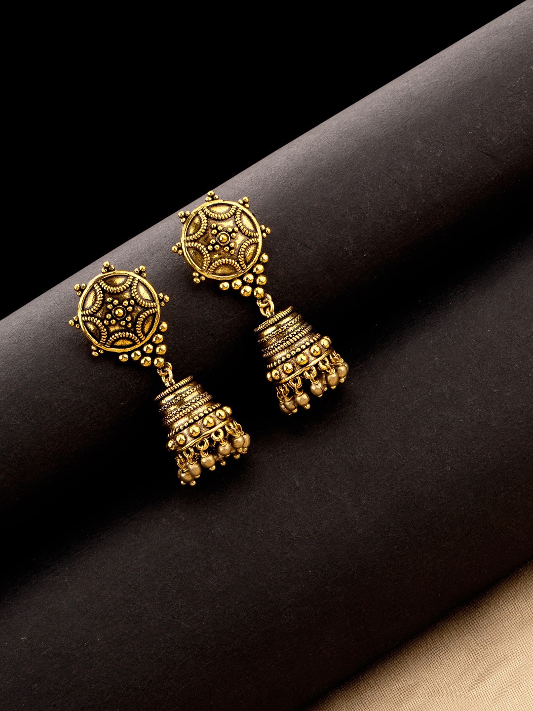 

Voylla Gold-Toned Oxidized Circular Jhumkas