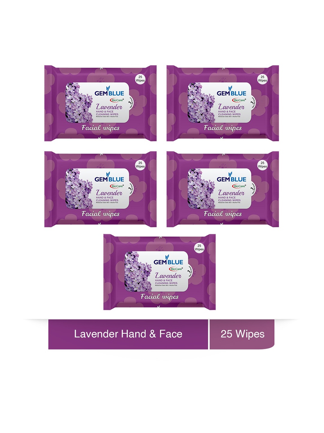 

GEMBLUE BioCare Set of 5 Lavender Facial Wipes