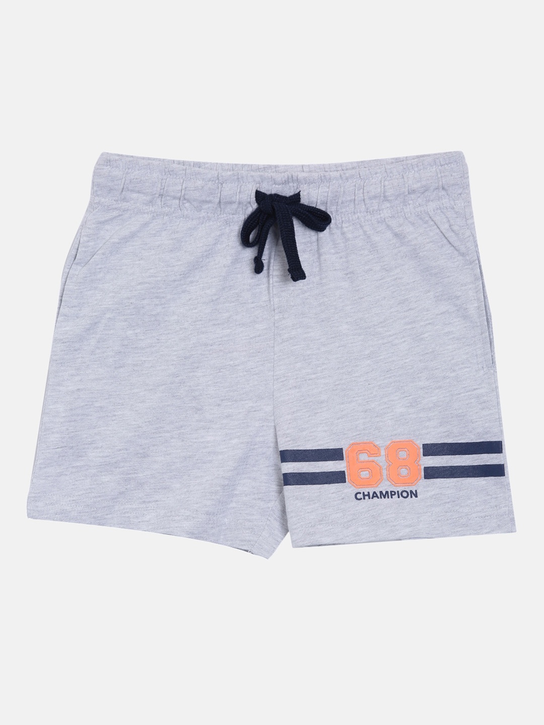3PIN Boys Grey Melange Solid Regular Fit Cotton Shorts