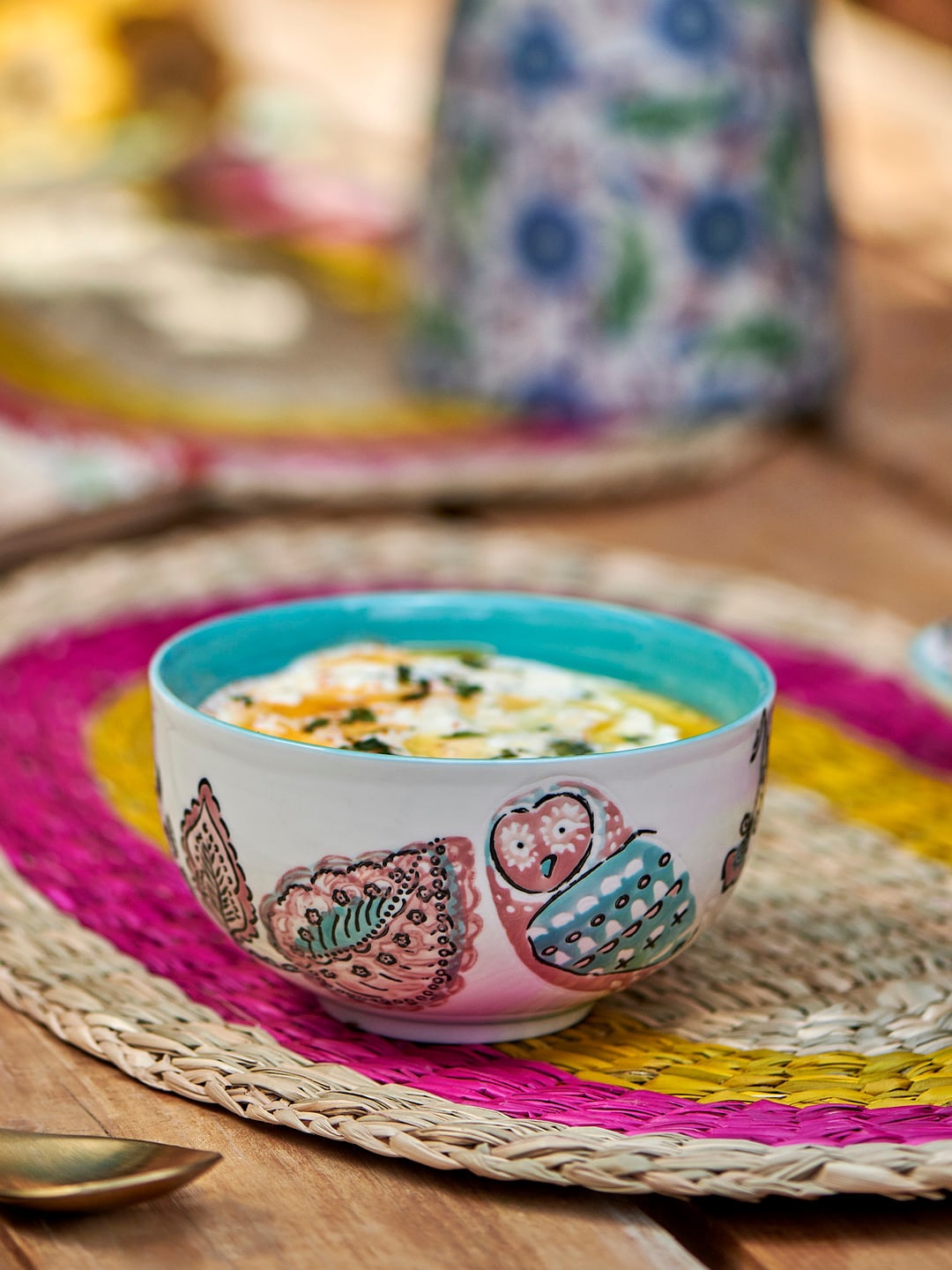 

Chumbak White & Pink Floral Print Kansas Tales Ceramic Serving Bowl