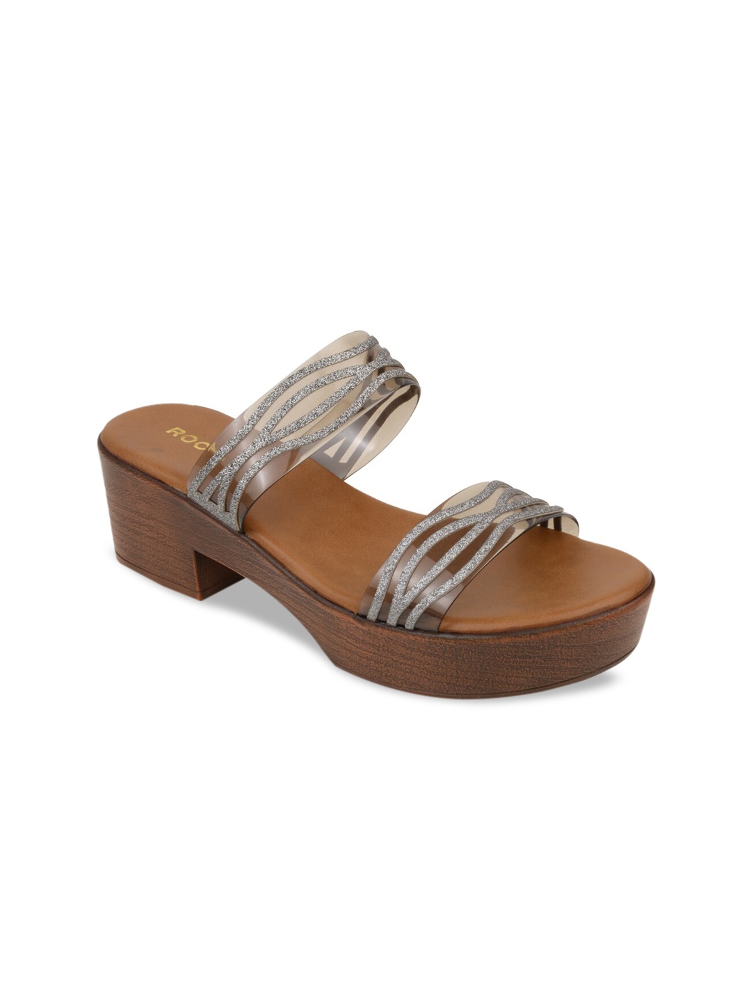 

Rocia Women Gunmetal-Toned Textured Block Heels, Metallic