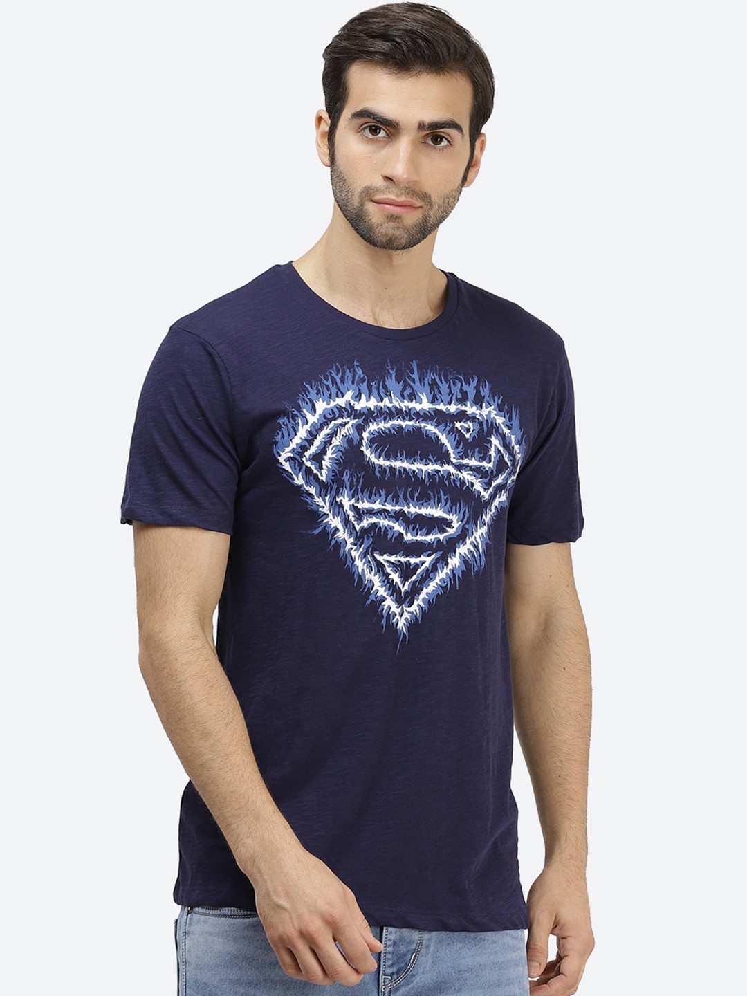 

Free Authority Men Blue Superman Printed Round Neck Cotton Pure Cotton T-shirt