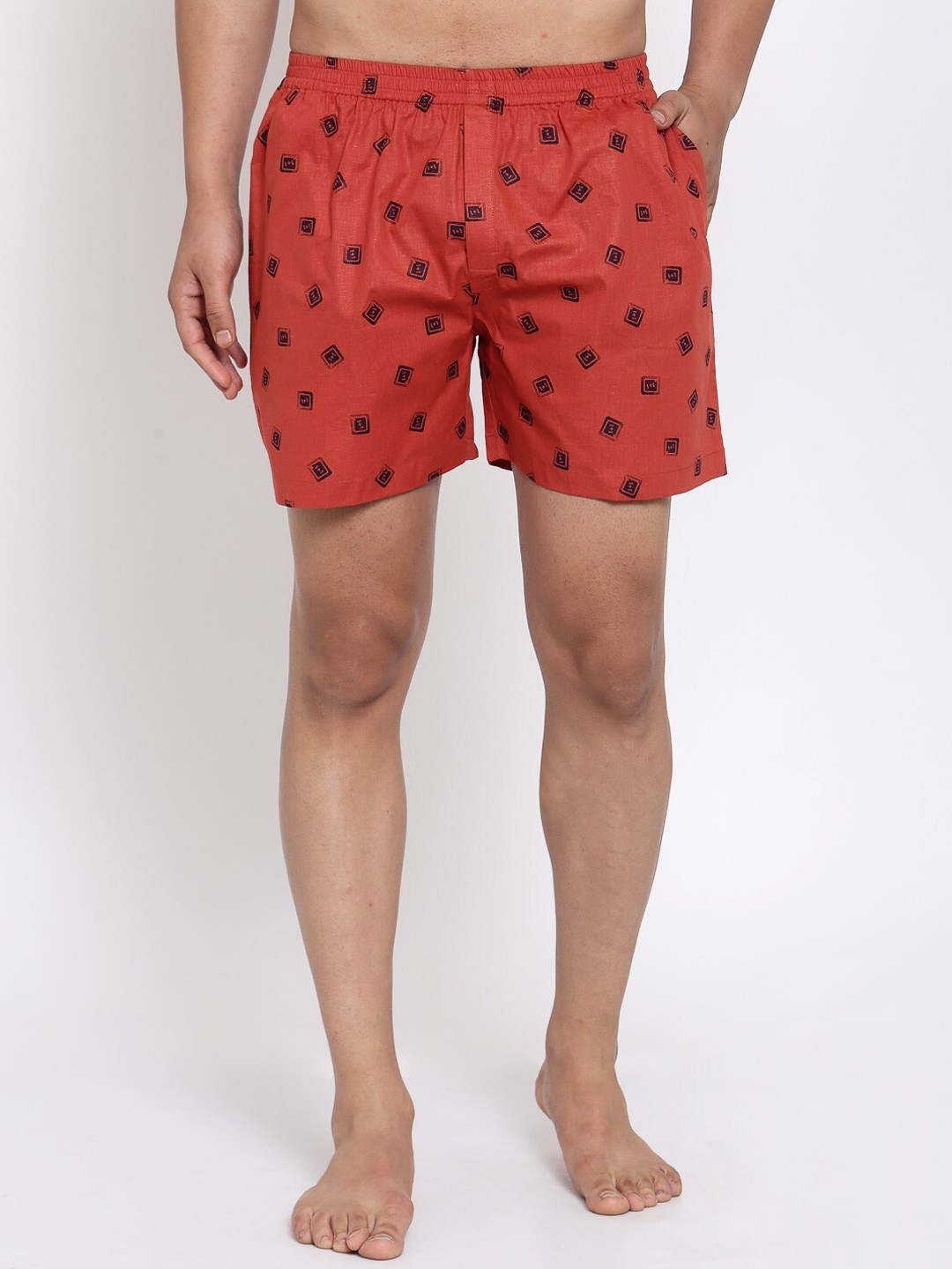 

Badoliya & Sons Men Red & Black Printed Pure Cotton Boxers