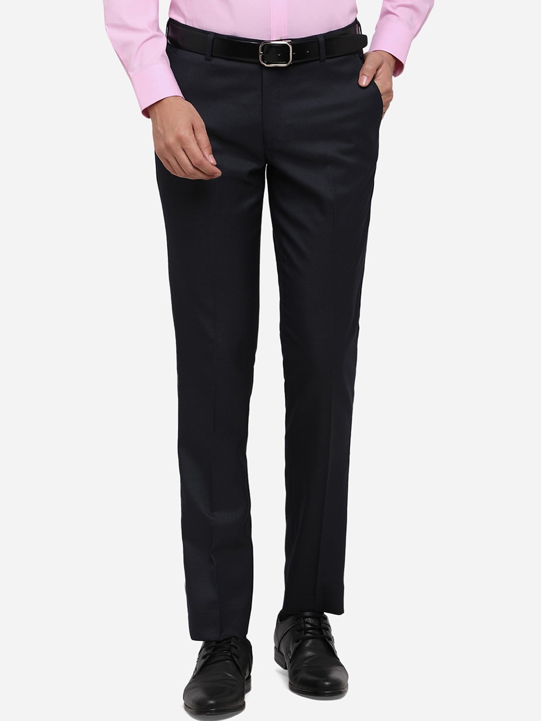 

Greenfibre Men Black Slim Fit Solid Formal Trousers