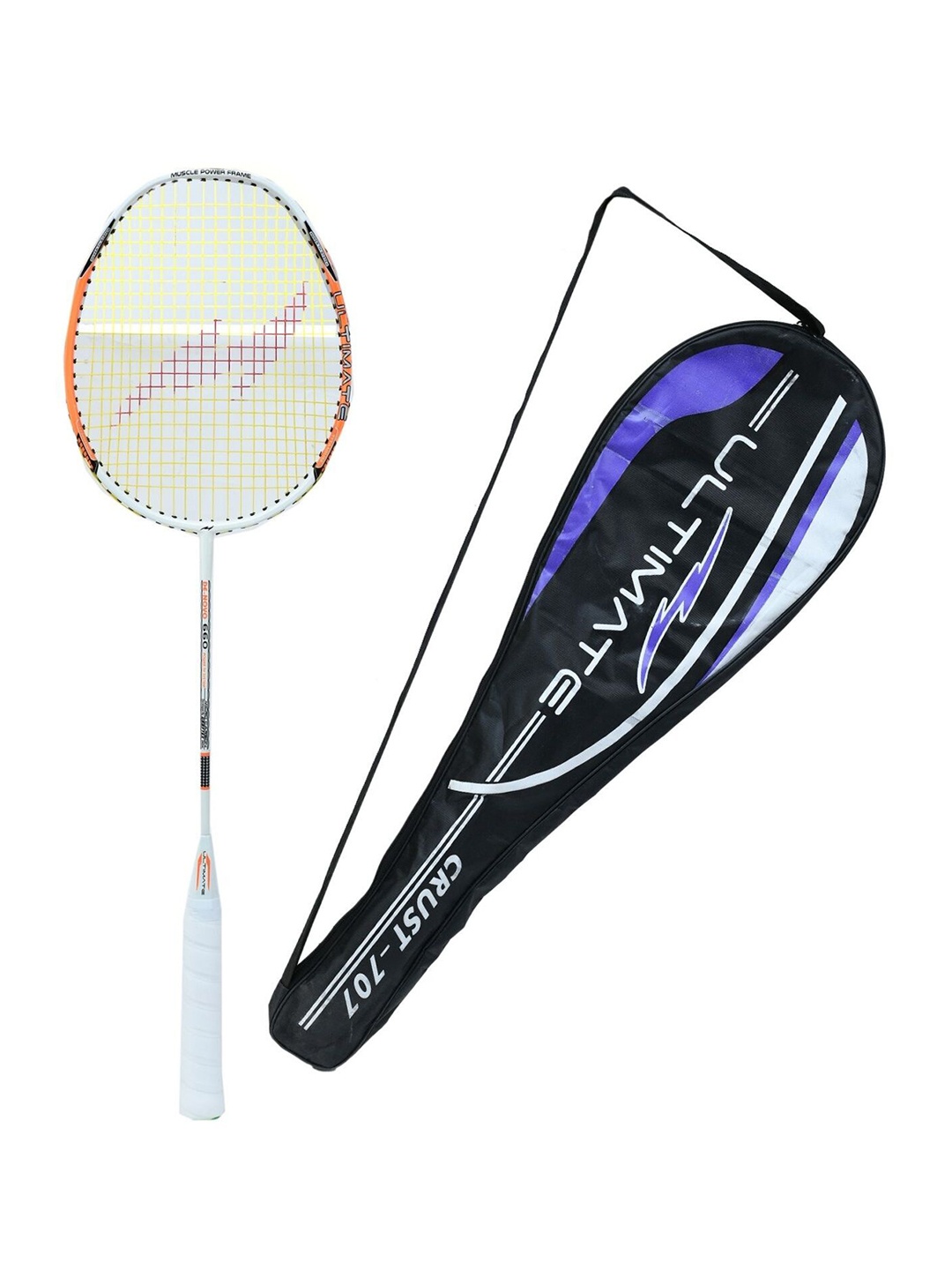 

Kastner Unisex White & Orange Printed Strung Badminton Racquet with Cover
