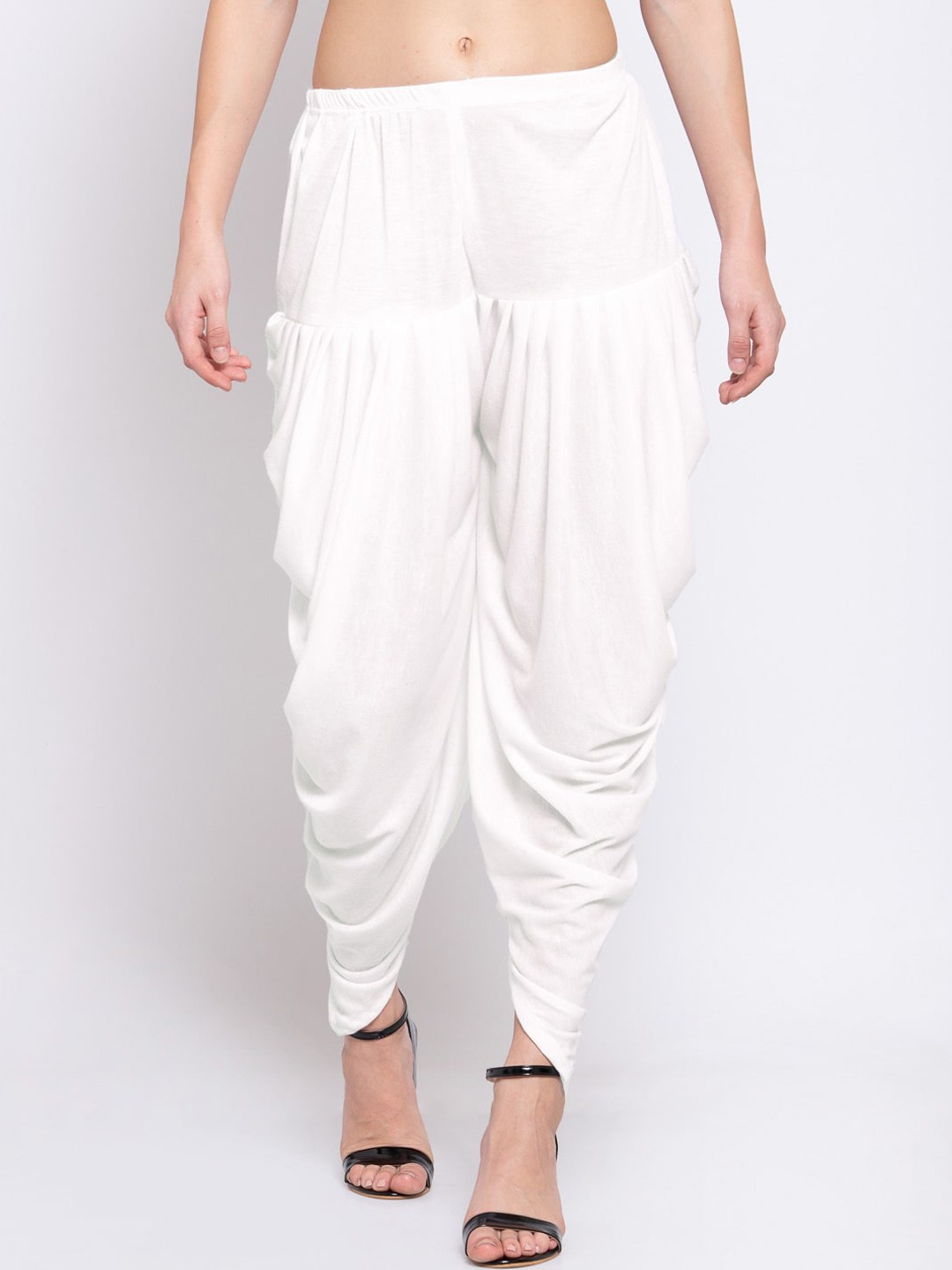 

KLOTTHE Women White Solid Dhoti Salwar
