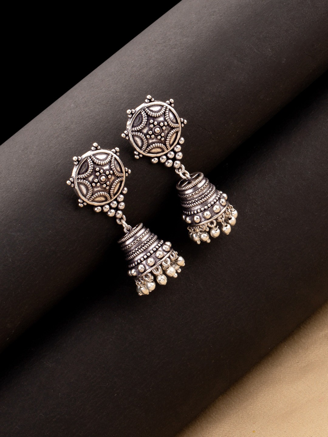 

Voylla Silver-Toned Contemporary Drop Earrings