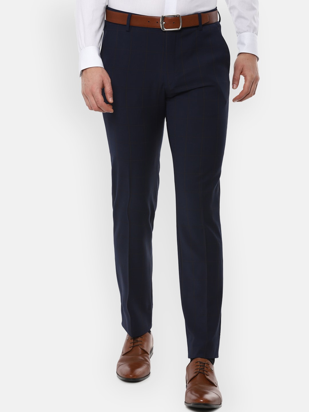 

Louis Philippe Permapress Men Navy Blue Slim Fit Solid Formal Trousers