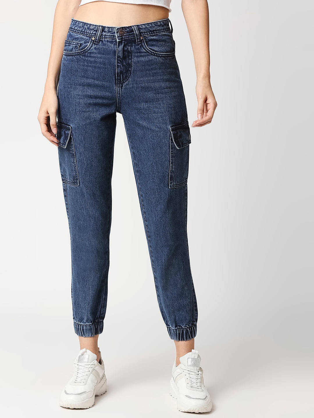 

High Star Women Blue Jogger High-Rise Clean Look Jeans