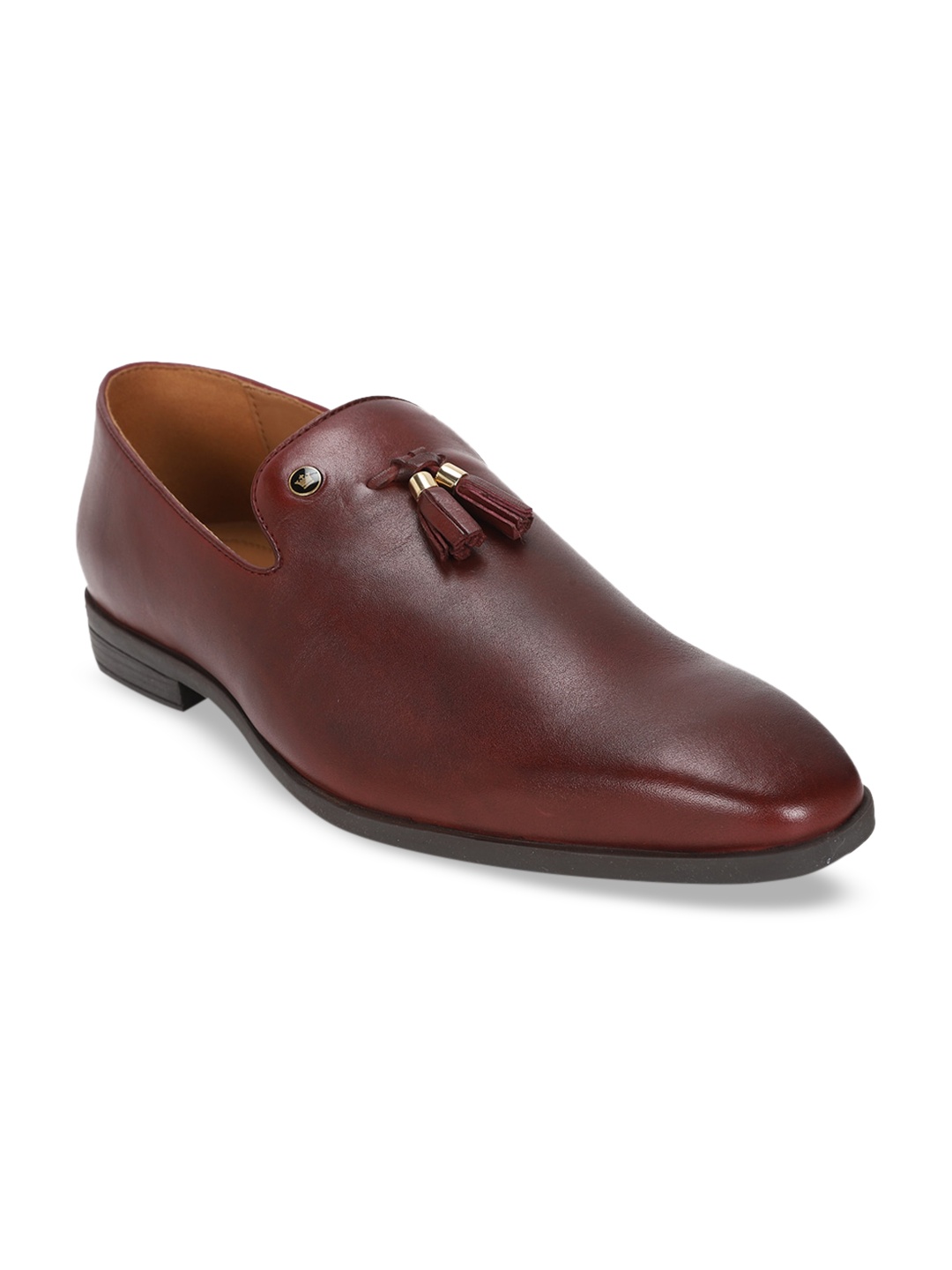 

Louis Philippe Men Brown Solid Leather Formal Slip-Ons