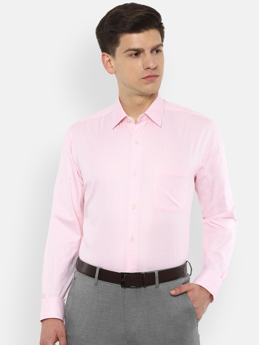 

Luxure by Louis Philippe Men Pink Regular Fit Checked Cotton Formal Shirt