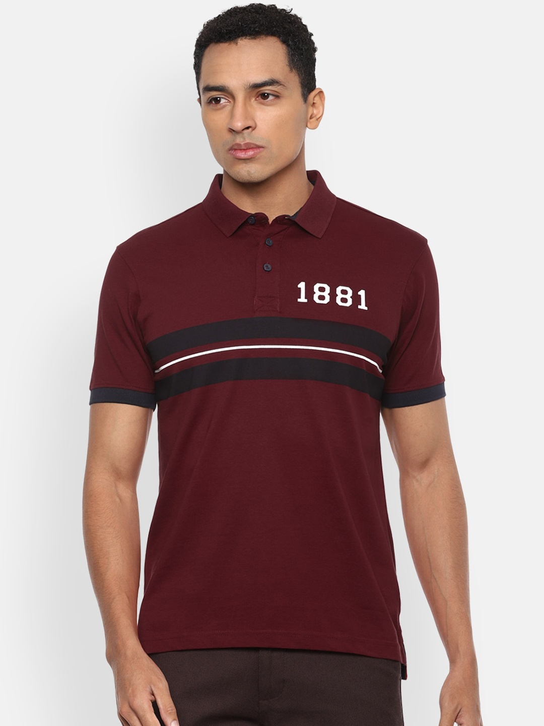 

Van Heusen Sport Men Maroon Solid Polo Collar T-shirt
