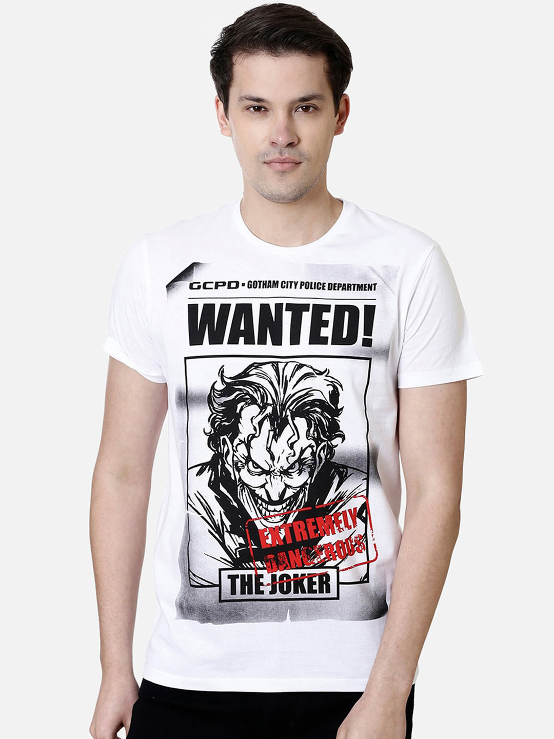 

Free Authority Men White Black Joker Printed Round Neck Cotton Pure Cotton T-shirt