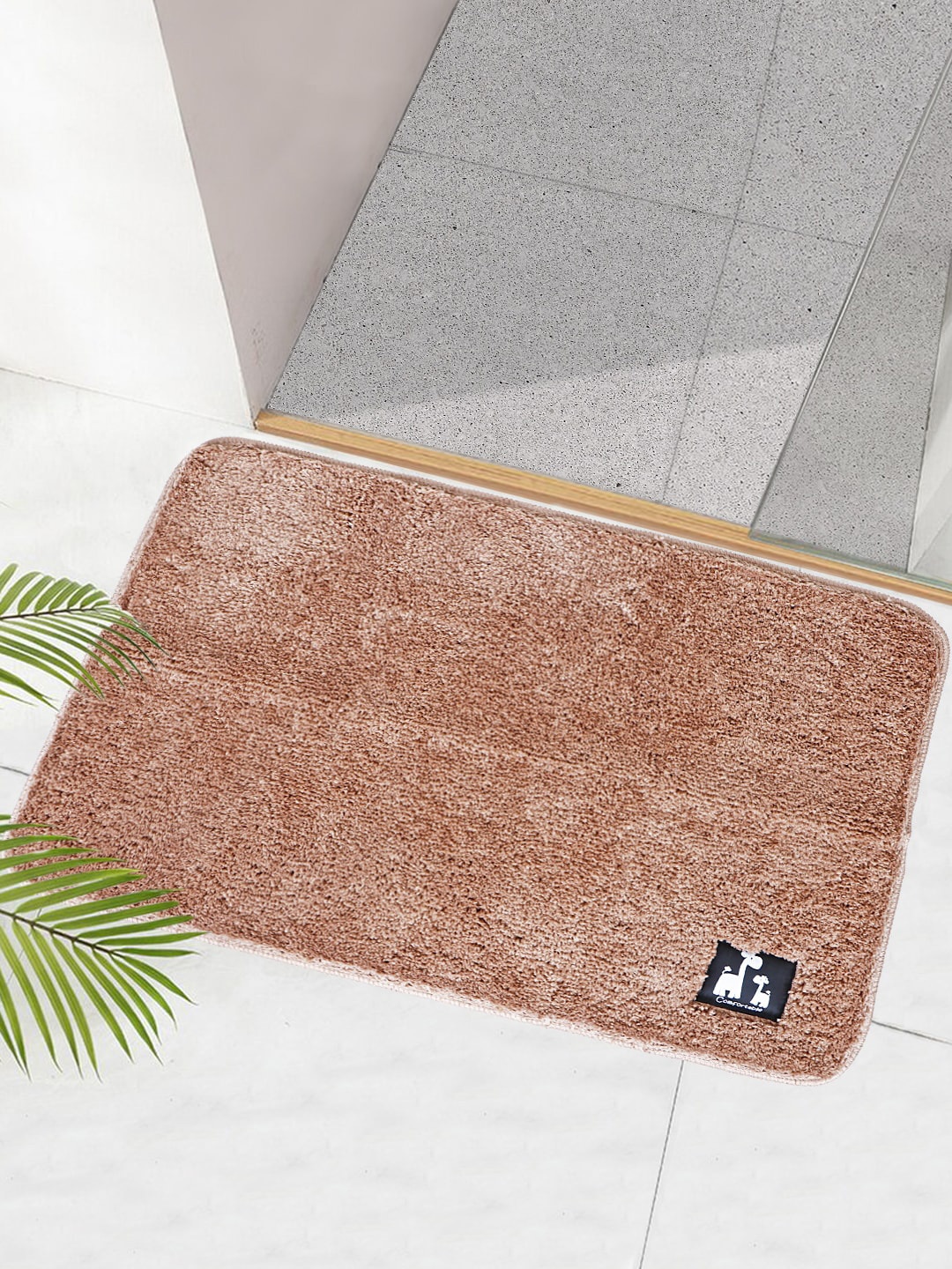 

HOKIPO Brown Solid Anti-Slip Rectangular Bath Rug