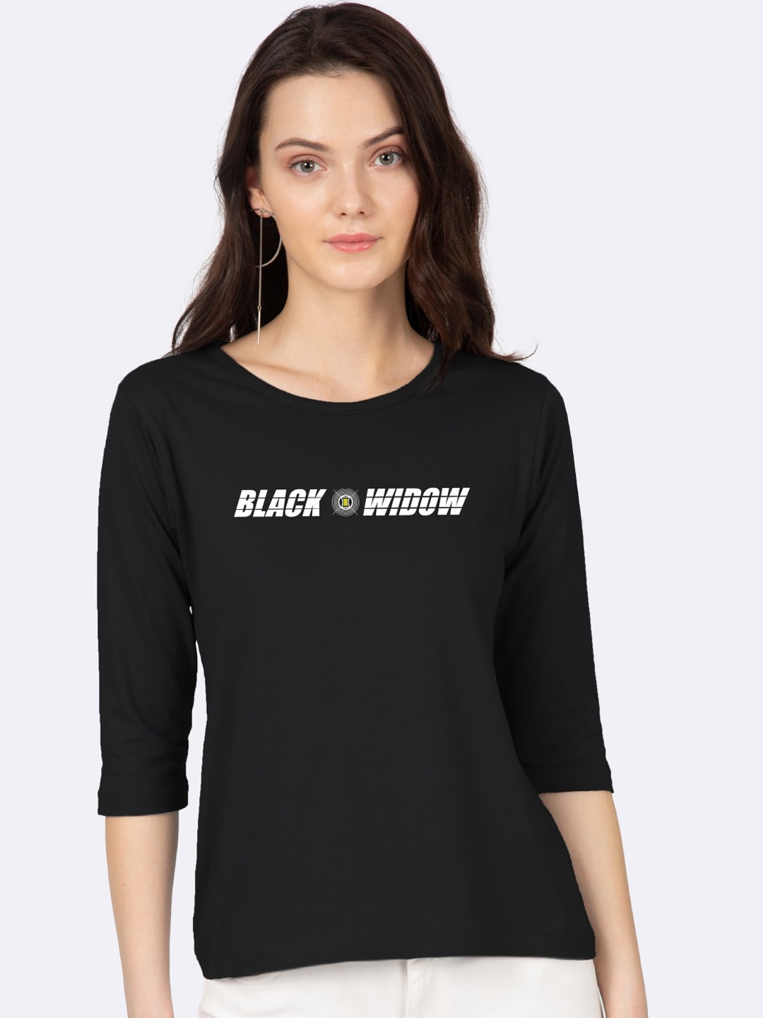 

Bewakoof Women Black Printed Round Neck T-shirt