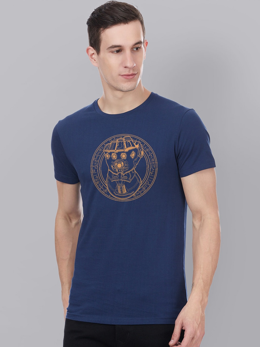 

Free Authority Men Blue Avengers Printed Round Neck Pure Cotton T-shirt