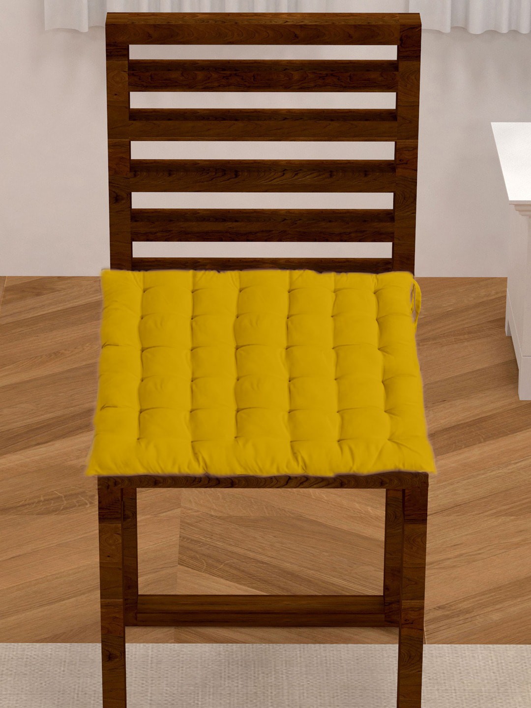 

Kuber Industries Mustard Yellow Quilted Comfy Chair Cushion Pad