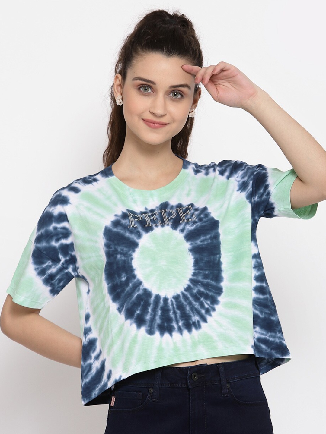 

Pepe Jeans Women Multicoloured Dyed Round Neck Cotton Slub Pure Cotton T-shirt, Multi