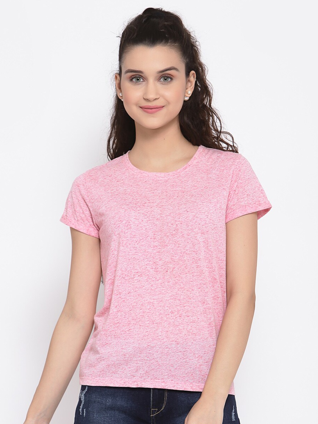 

Pepe Jeans Women Pink Solid Round Neck T-shirt