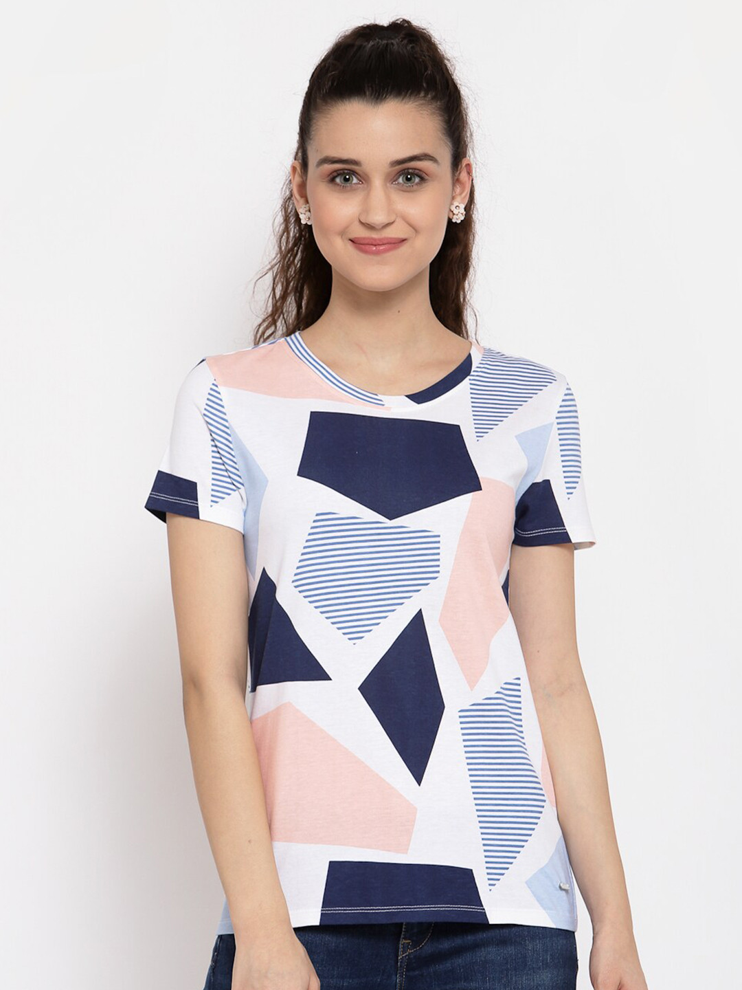 

Pepe Jeans Women White Printed Round Neck T-shirt